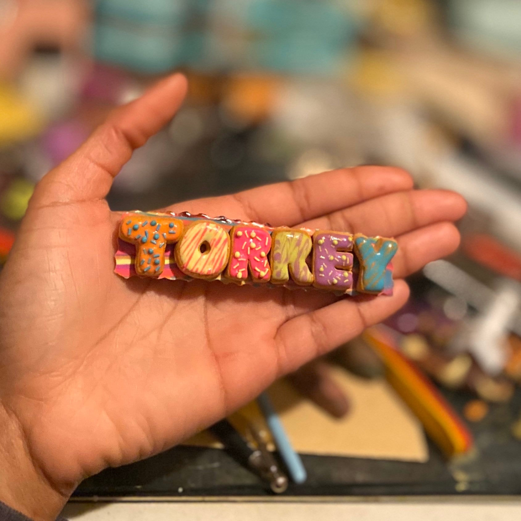 Custom Donut Name Necklace, Polymer Clay Food Jewelry