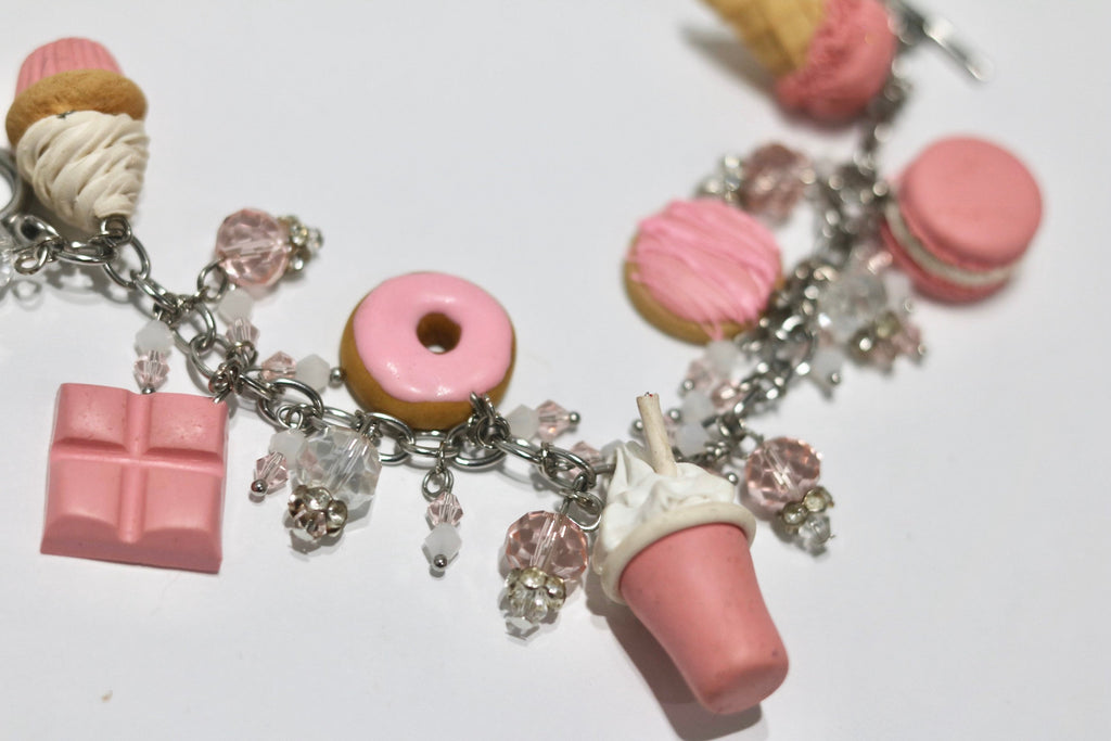 Custom Food Charm Bracelet, Miniature Polymer Clay Jewelry