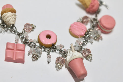 Custom Food Charm Bracelet, Miniature Polymer Clay Jewelry