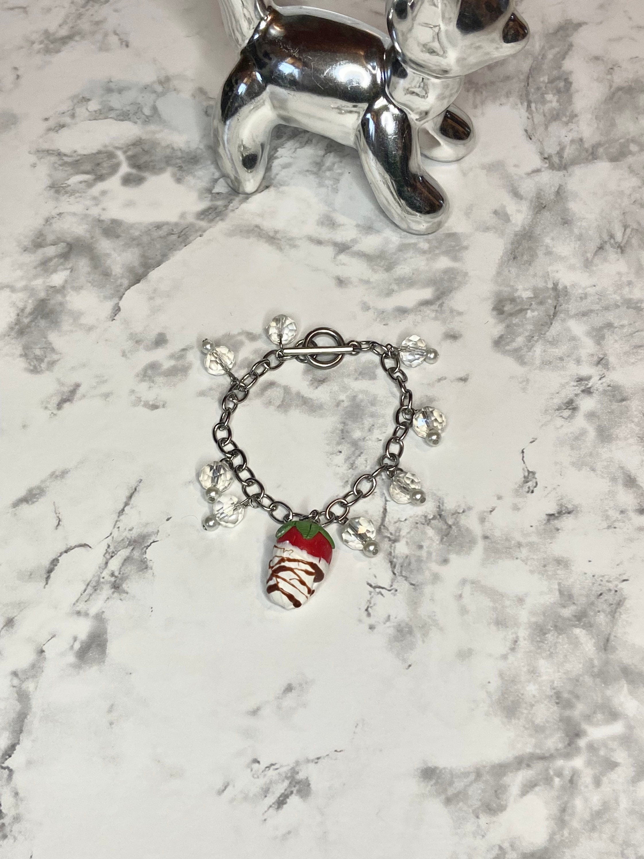 Custom Food Charm Bracelet, Miniature Polymer Clay Jewelry