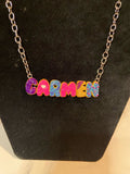 Custom Donut Name Necklace, Polymer Clay Food Jewelry