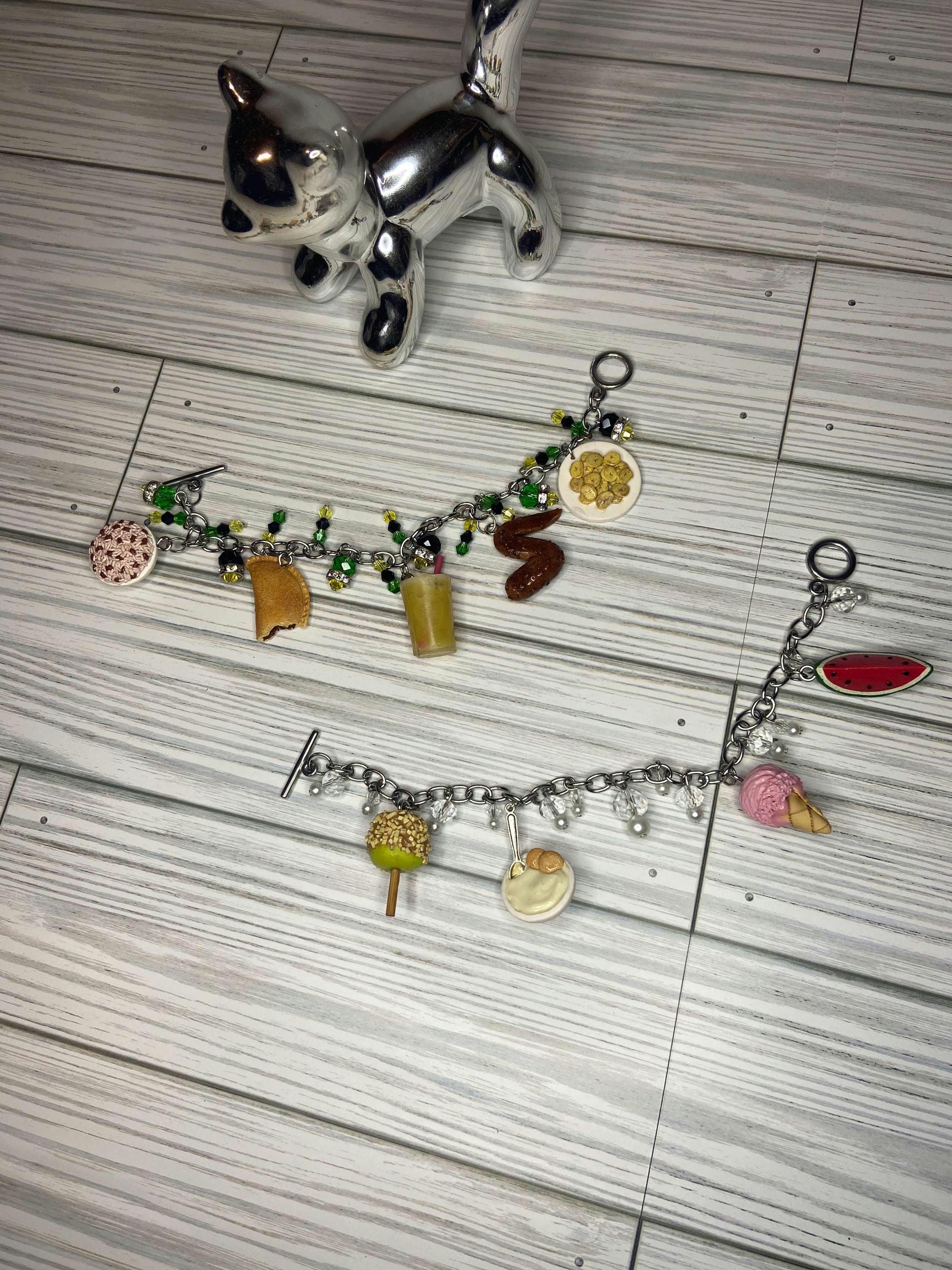 Custom Food Charm Bracelet, Miniature Polymer Clay Jewelry